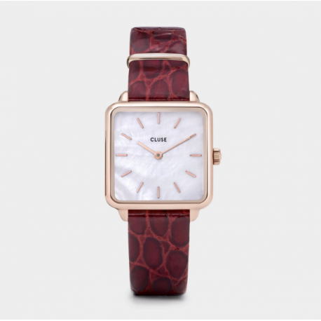 La Tétragone Leather Rose Gold White Pearl/Red Alligator