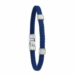 Hudson-bracelet-cuir synthétique-acier-or-Jourdan-FZ140BE-bleu marine