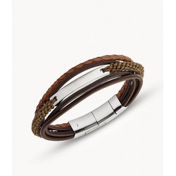 bracelet vintage casual-FOSSIL-JF027030040-cuir-acier-marron