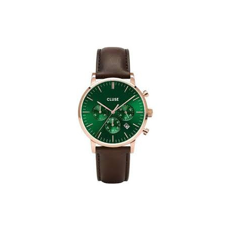CLUSE-Aravis-CW0101502006-chrono-Leather-rose gold-green-40mm