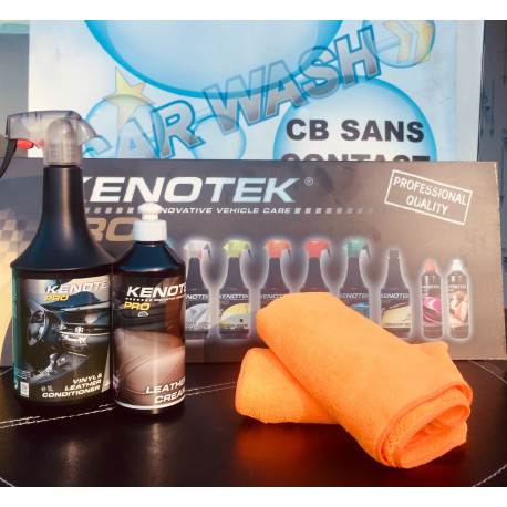 Kit entretien Cuir KENOTEK : Rénovateur + Crème + Microfibres