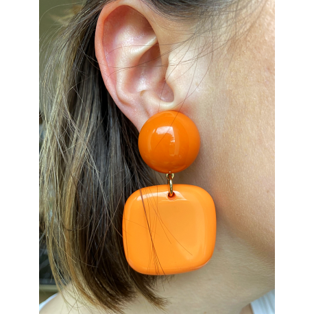 Boucles d'oreilles clips "Francine BRAMLI" orange