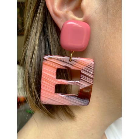 Boucles d'oreilles clips "Francine BRAMLI" rose