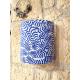 Applique murale ronde motif feuille bleu et blanc