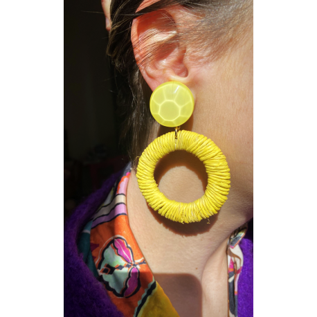 Boucles d'oreilles clips" Francine BRAMLI"jaune Boucles d'oreilles clips" Francine BRAMLI"jaune