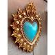 Coeur Ex-votos turquoise et doré