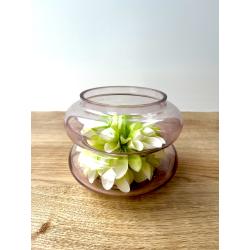 Vase en verre rose