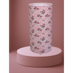 Lampe colonne fleurie fond rose