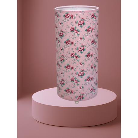 Lampe colonne fleurie fond rose