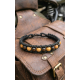 Bracelet en mini paracorde noire et perles en bois pour hommes et femmes