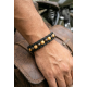 Bracelet en mini paracorde noire et perles en bois pour hommes et femmes