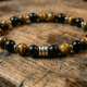 Bracelet  argenté en pierres naturelles Oeil de tigre / Onyx A pour Homme