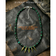 Collier homme perles naturelles 6mm Oeil de tigre vert / Onyx noir / pendentifs Art déco