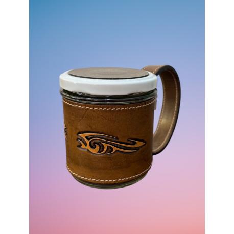 Mug de bureau en cuir