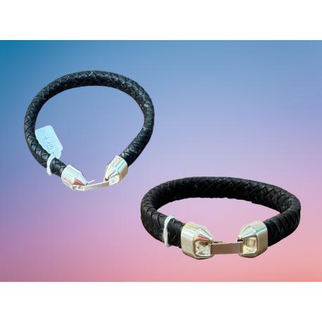 Bracelet tissé épais noir mat