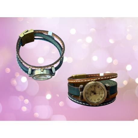 Montre bracelet en cuir aimantée