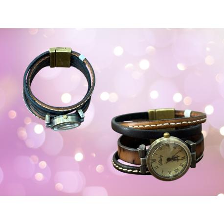 Montre bracelet en cuir aimantée