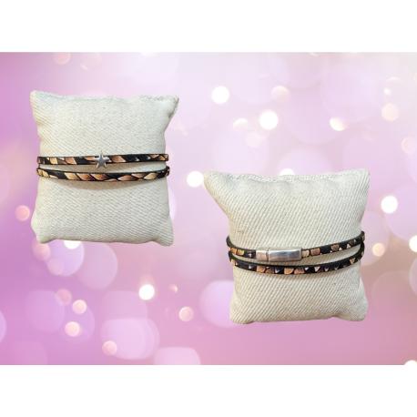 Bracelet en cuir double tour