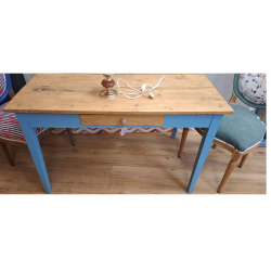 Table - Bleu et Bois Brut