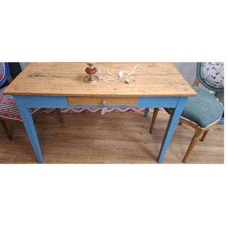 Table - Bleu et Bois Brut